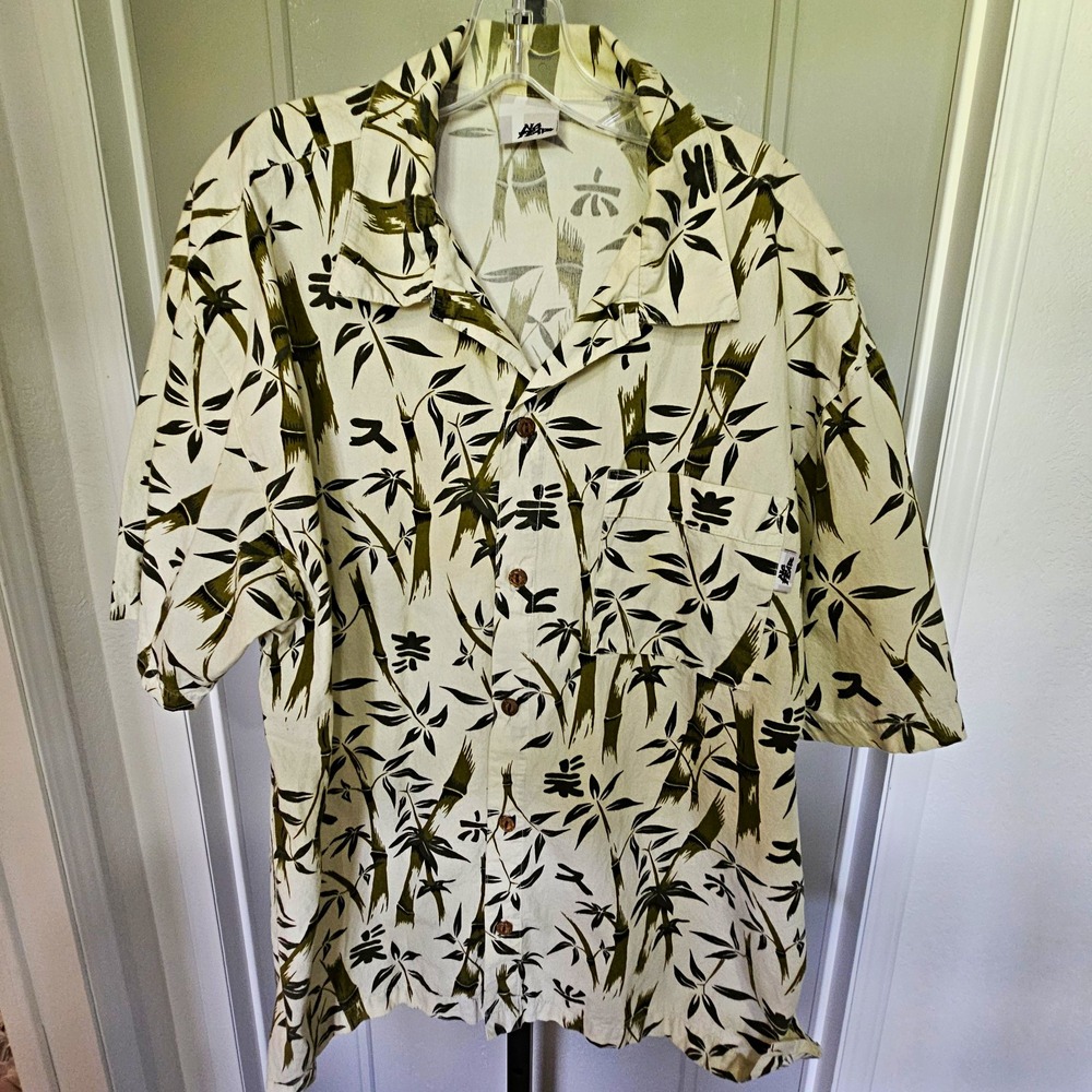 Vintage No Fear XL Abstract Tribal Print Hawaiian Camp Shirt 100% Cotton